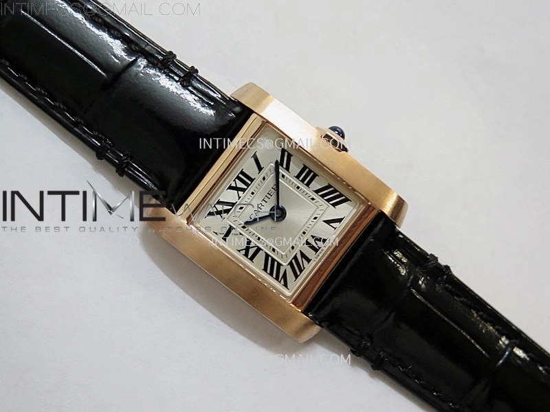 Tank Francaise Ladies 21.2mm RG 8848F 1:1 Best Edition Silver Dial on Black Leather Strap Ronda Quartz V2